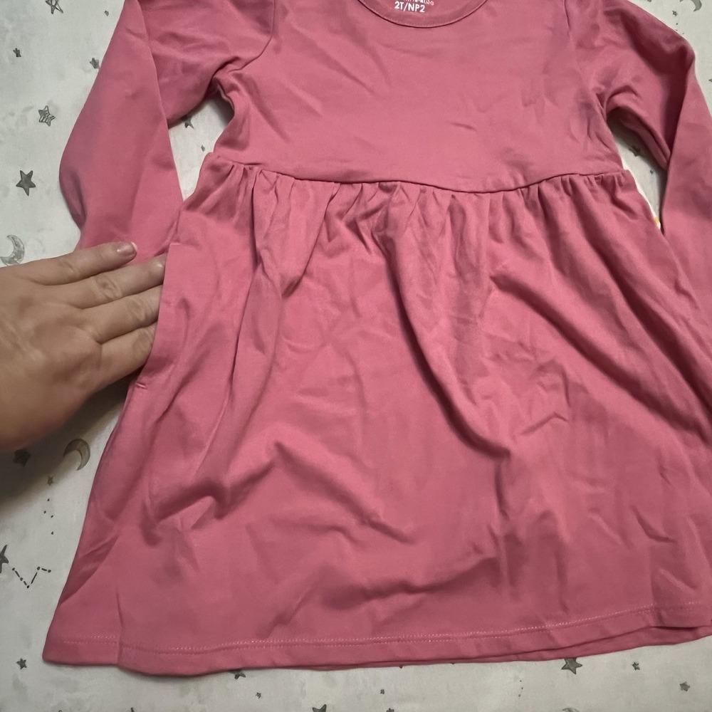 Garanimals Long Sleeve Solid Pink Dress‎ 2T with Pockets NWT - Picture 2 of 3